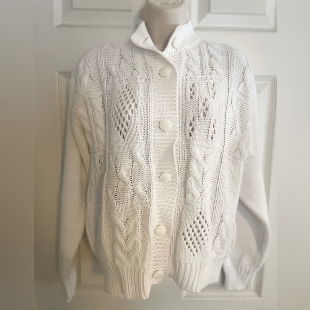 Maggie Lawrence Coquette‎ Cable Knit Cardigan Size Small